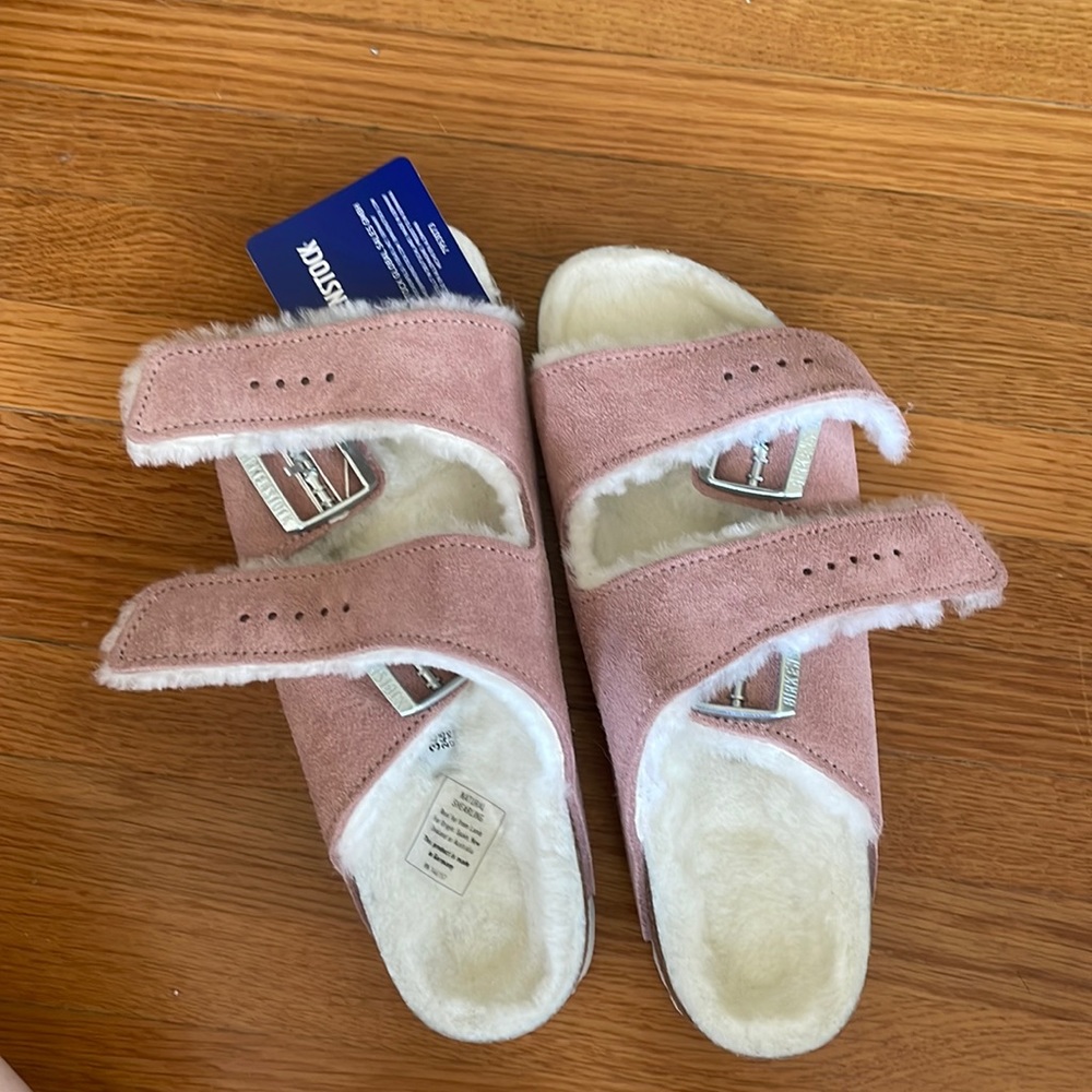 Birkenstocks Arizona shearling pink